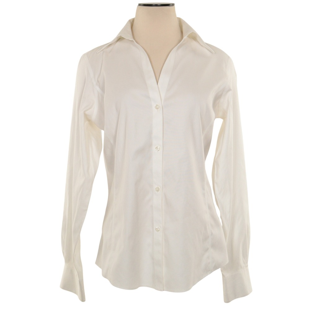 Brooks Brothers Button Up Shirt Women 8 Non-Iron Stretch Fitted White Cotton
